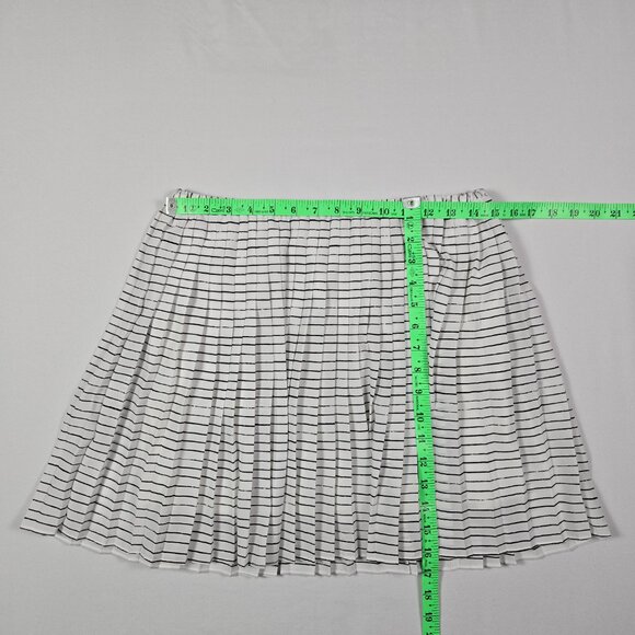 Banana Republic Pleated Mini Skirt White Black Stripe Elastic Waist Size Small - Picture 7 of 8